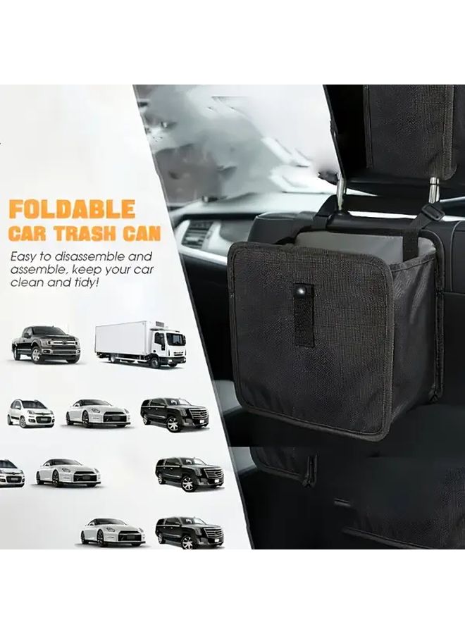 Foldable Car Trash Can 3 5L Black for Car Seat Back Organizer Travel Picnic - Image 1