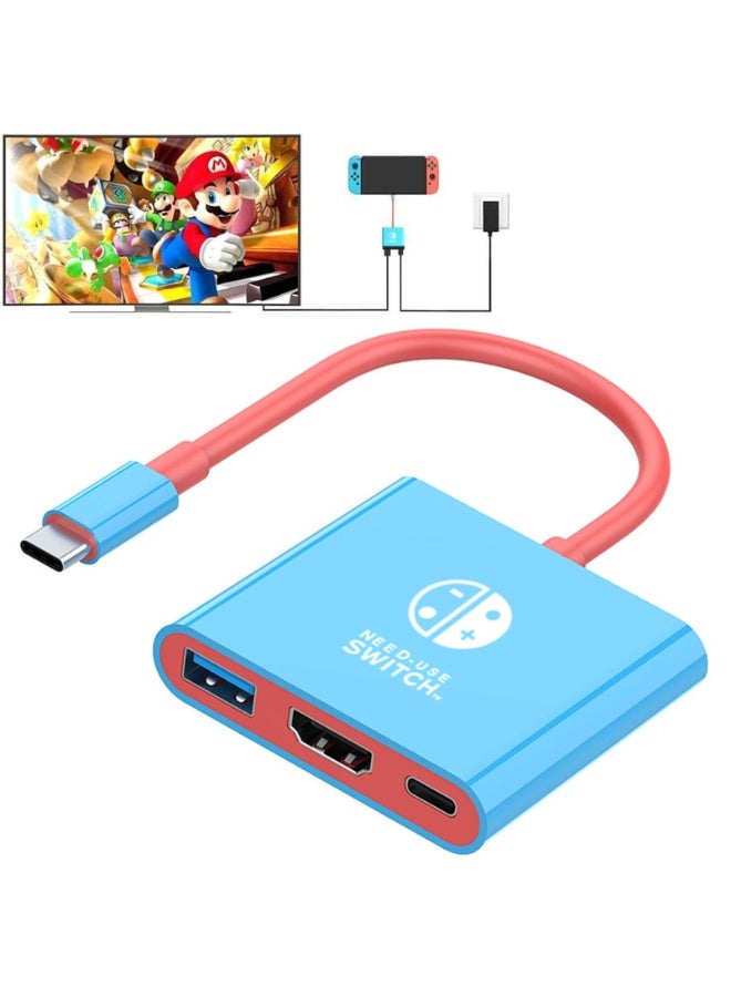 محطة ربط 3 في 1 نوع C لنينتندو سويتش / سطح البخار ، محول HDMI 4K 60Hz مع منفذ USB 3.0 ، محول ربط التلفزيون المحمول متوافق مع Nintendo Switch / Switch OLED دعم وضع ربط التلفزيون مع HDMI 2.0 ، ربط استبدال محمول - Image 1