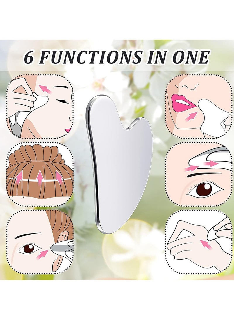 إسكدنيا أدوات الوجه غوا شا المصنوعة من الفولاذ المقاوم للصدأ أداة تجميل غواشا المعدنية للوجه لشد البشرة وتدليك البشرة من غواشا لتدلك بشرة الجسم والعينين والرقبة - Image 3