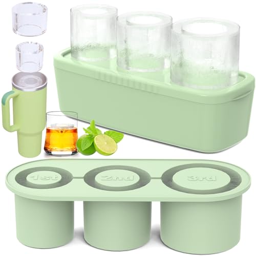 Ukulork Ice Cube Tray for Tumbler Cup 30Oz-40Oz, 3 Pcs Silicone Cylinder Ice Mold with Lid and Bin for Freezer, Easy Fill and Release Ice Maker for Whiskey, Cocktail BPA-Free - Image 1