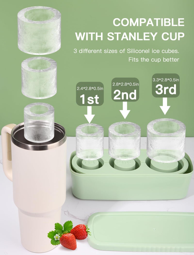 Ukulork Ice Cube Tray for Tumbler Cup 30Oz-40Oz, 3 Pcs Silicone Cylinder Ice Mold with Lid and Bin for Freezer, Easy Fill and Release Ice Maker for Whiskey, Cocktail BPA-Free - Image 2