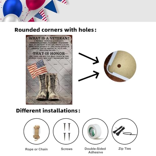 EMOHAT Memorial Day What Is A Veteran Tin Painting Veteran Tin Signs Soldier, EMOHAT Vintage Metal Tin Sign, Garage Office Yard Wall Decor 12x8 Inch - Image 4