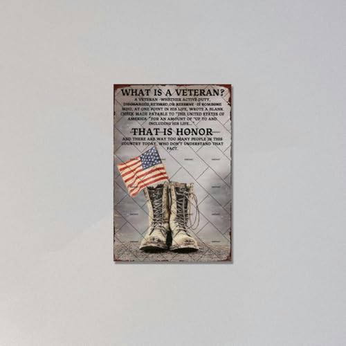 EMOHAT Memorial Day What Is A Veteran Tin Painting Veteran Tin Signs Soldier, EMOHAT Vintage Metal Tin Sign, Garage Office Yard Wall Decor 12x8 Inch - Image 5