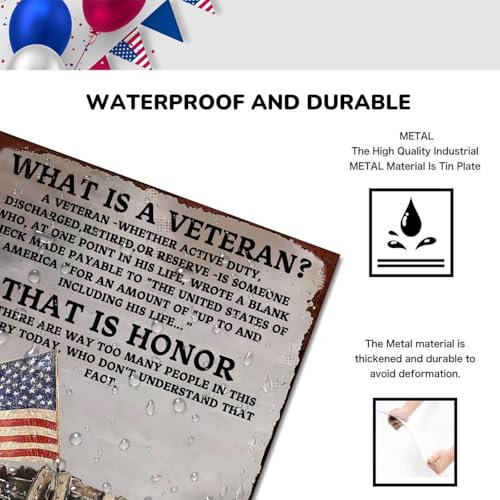 EMOHAT Memorial Day What Is A Veteran Tin Painting Veteran Tin Signs Soldier, EMOHAT Vintage Metal Tin Sign, Garage Office Yard Wall Decor 12x8 Inch - Image 3