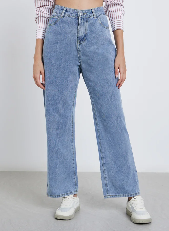 Styli Styli High Rise Wide Leg Jeans