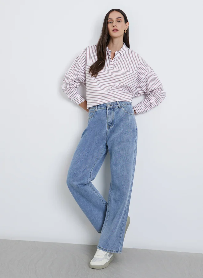 Styli Styli High Rise Wide Leg Jeans