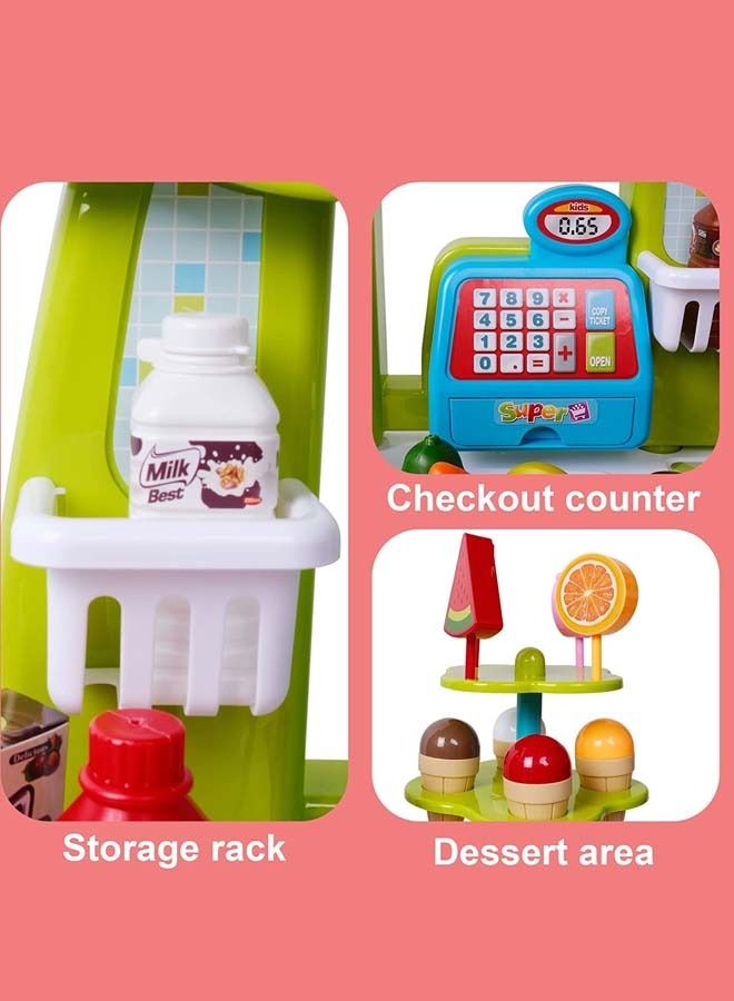 BAYBEE Supermarket Playset For Kids With Various Kitchen Set Accesorries Pretend Play Toys Pretend Role Play Toys Kitchen Playset Shopping Cart Supermarket Playset Toys For Kids 2+ Years Boys Girls - Image 3