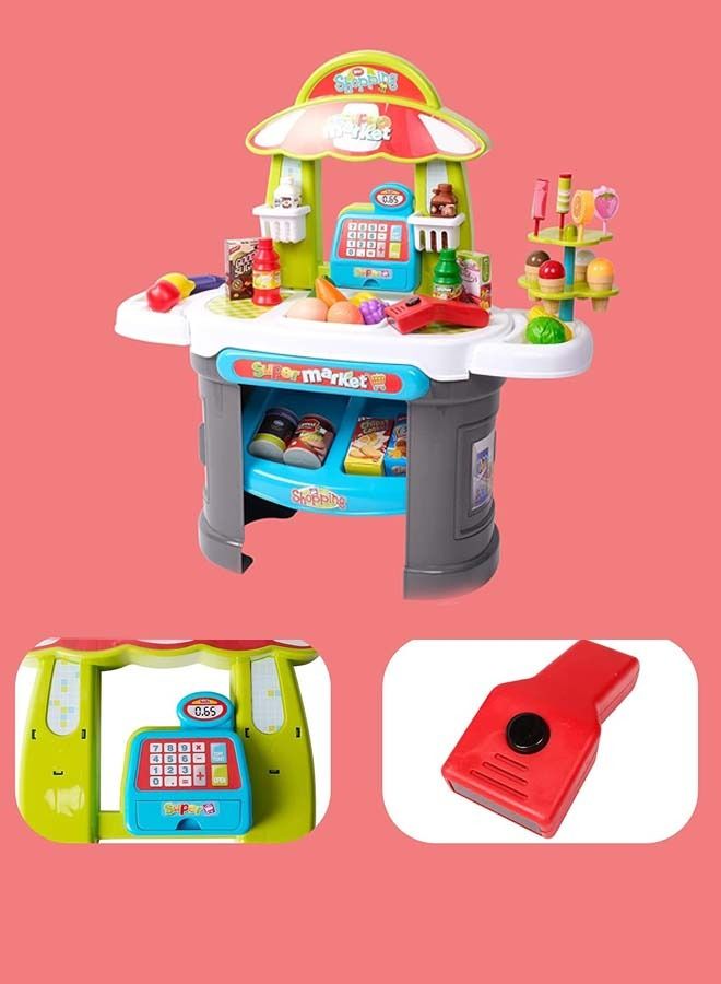 BAYBEE Supermarket Playset For Kids With Various Kitchen Set Accesorries Pretend Play Toys Pretend Role Play Toys Kitchen Playset Shopping Cart Supermarket Playset Toys For Kids 2+ Years Boys Girls - Image 4