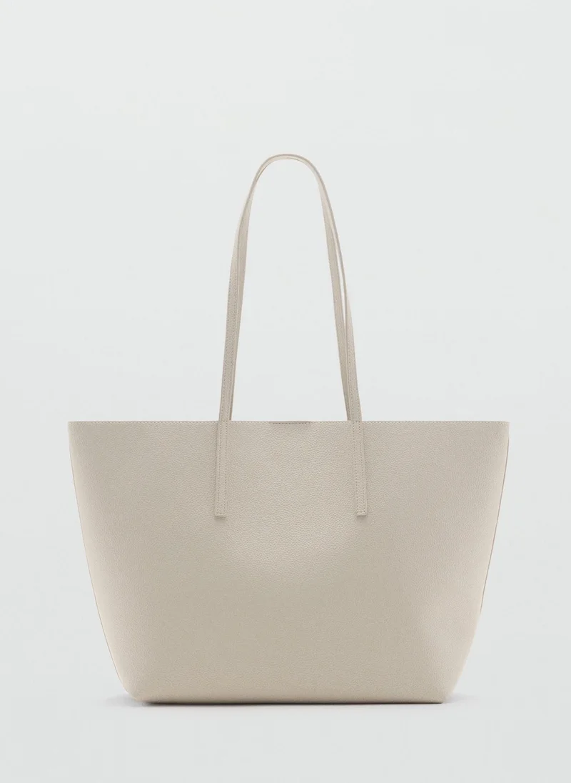 MANGO Pebbled Effect Shopper Bag