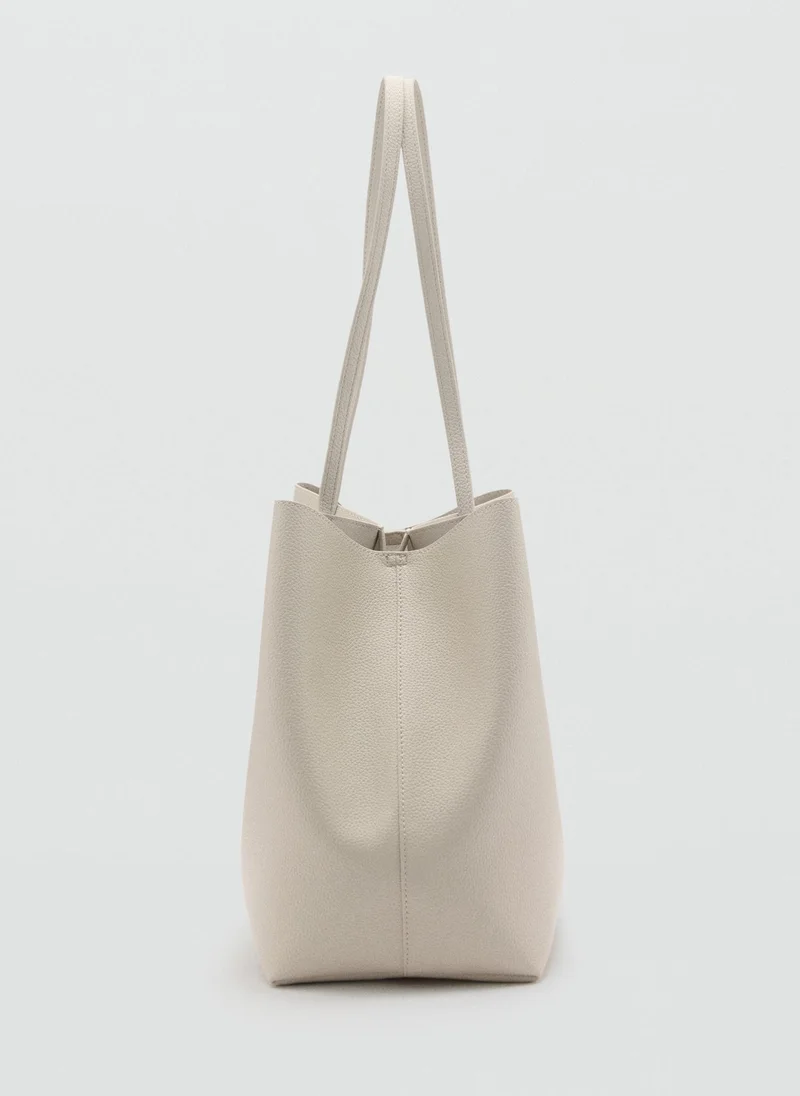 MANGO Pebbled Effect Shopper Bag