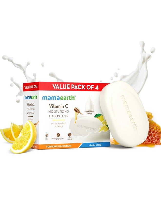 Mamaearth Vitamin C Moisturizing Lotion Soap(Value Pack Of 4) - 125 G X 4 Units | Deeply Cleanses | Moisturizing Bathing Bar | Brightens Skin | Nourishes Dry Skin | Non-Drying | 76% Tfm Grade 1 Soap  - Image 2