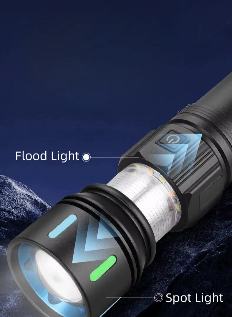 Handheld flashlight with adjustable digital display, zoom feature, counterfeit currency detection feature, and works as a power bank for phones, multi-colored - Image 3