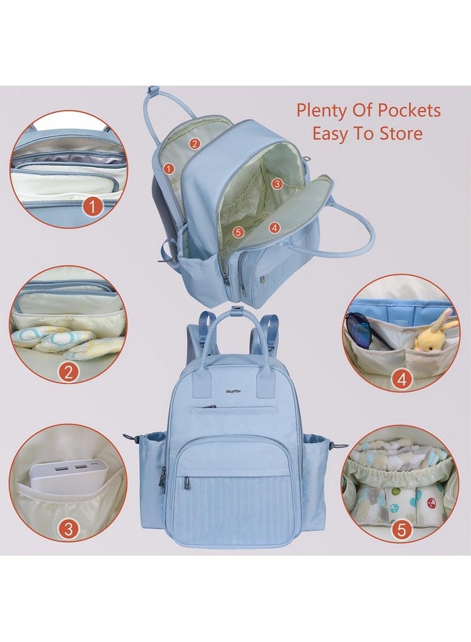 Hap Tim Diaper Bag Backpack, Large Capacity Baby Bag Backpack with Changing Pad,19 Pockets, 2 Stroller Clips, Baby Registry Search, Blue (2252-MLDL) - Image 2