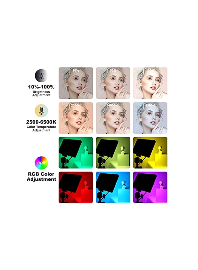 PROMASS Video Light for Camera, RGB Photography Lighting Kit (2 Packs) with Adjustable Tripod Stand/Remote,Dimmable 6500K for Desktop Filming/Streaming/Video Conferencing/Studio Shooting - Image 3