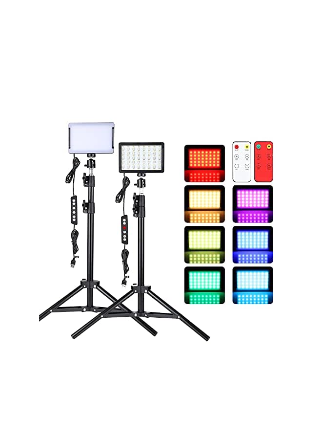 PROMASS Video Light for Camera, RGB Photography Lighting Kit (2 Packs) with Adjustable Tripod Stand/Remote,Dimmable 6500K for Desktop Filming/Streaming/Video Conferencing/Studio Shooting - Image 2
