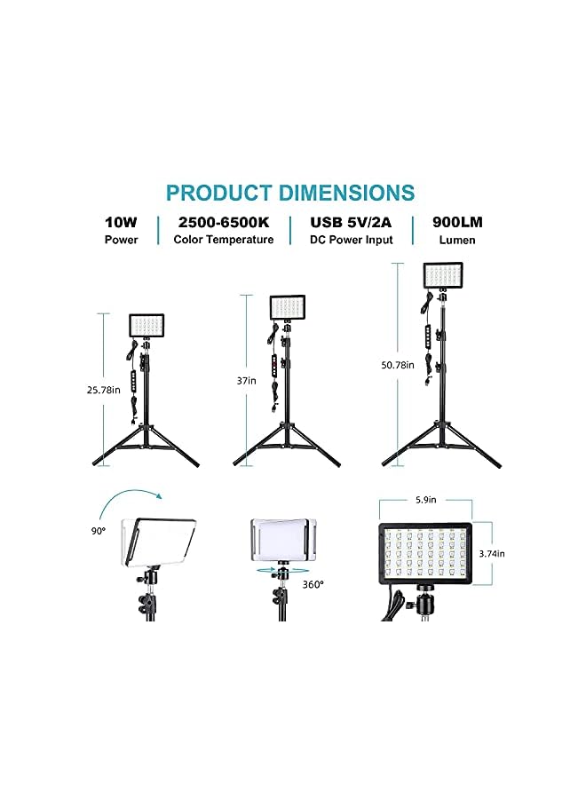 PROMASS Video Light for Camera, RGB Photography Lighting Kit (2 Packs) with Adjustable Tripod Stand/Remote,Dimmable 6500K for Desktop Filming/Streaming/Video Conferencing/Studio Shooting - Image 5
