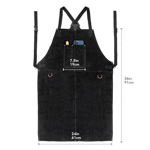 LeaSeek Leather Welding Apron - Heat & Flame Resistant Blacksmith Apron for Forging, BBQ, Grilling (36" Length, Black) - Image 5