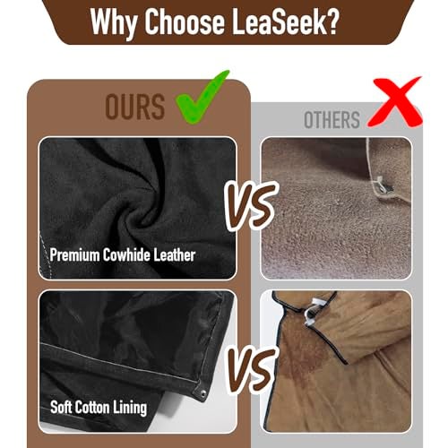 LeaSeek Leather Welding Apron - Heat & Flame Resistant Blacksmith Apron for Forging, BBQ, Grilling (36" Length, Black) - Image 3