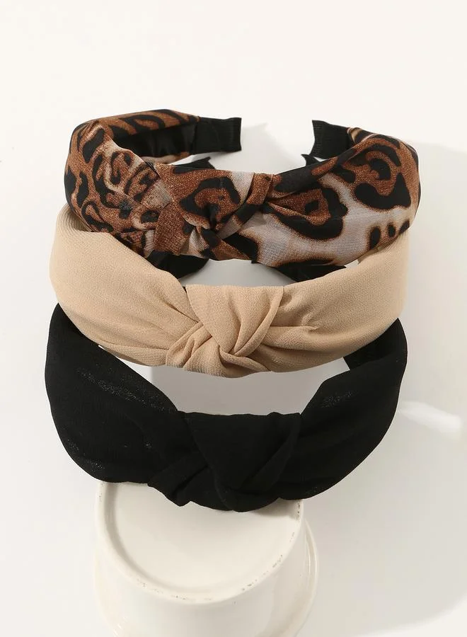 Take Two Set of 3 - Leopard Print and Plain Headband