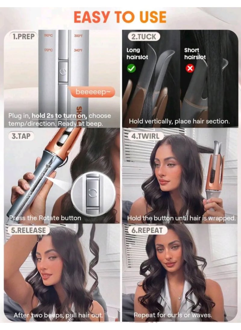 It Curl One Touch 25mm Automatic Hair Curler | Fast Heating Curling Iron with Ceramic Coated Barrel | One-Button Operation with Left/Right Rotation | Anti-Tangle & Anti-Scald Design | Instant Curls for All Hair Types – Safe & Travel-Friendly - Image 2