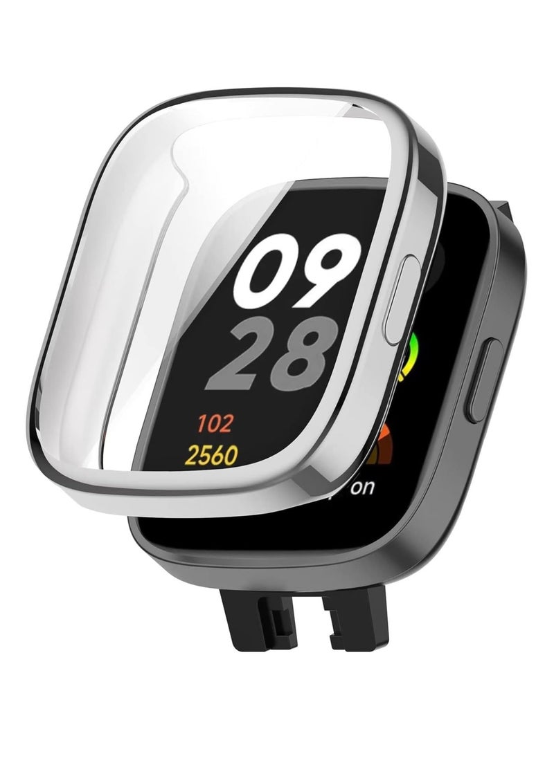 TPU Full Protective Case Cover Compatible with Redmi Watch 3 lite/watch 3 active Smartwatch (Silver)  - Image 1