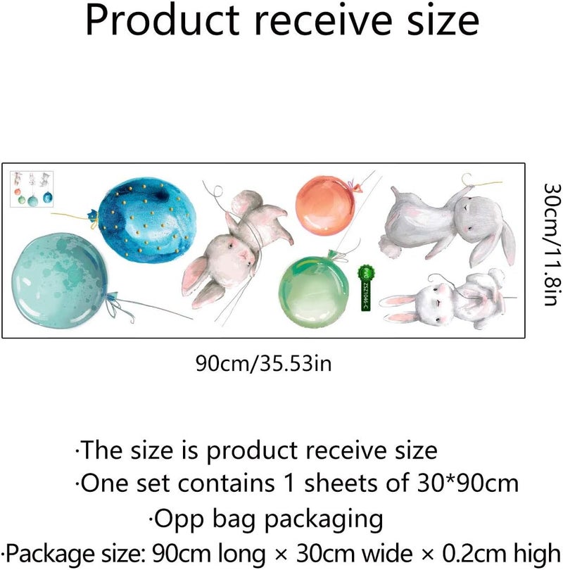 BPA Creative Kids Wall Stickers - Balloon and Bunny - Image 2