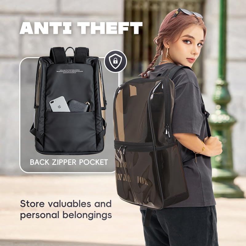 HIMZ WARRIOR Clear Backpack Heavy Duty Large for Adults, Men and Women, Durable Computer Daypack Backpacks with 15.6â€ Laptop Bag Casual for Work and Travel, Black (Gift Box) - Image 3