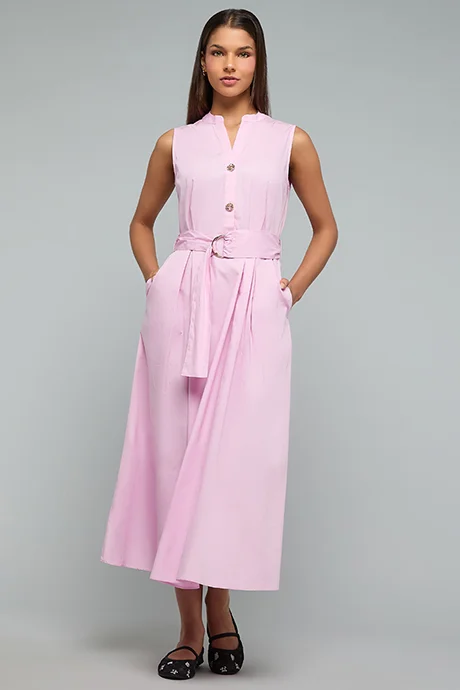 أر أند بي Solid Sleeveless Midi Dress