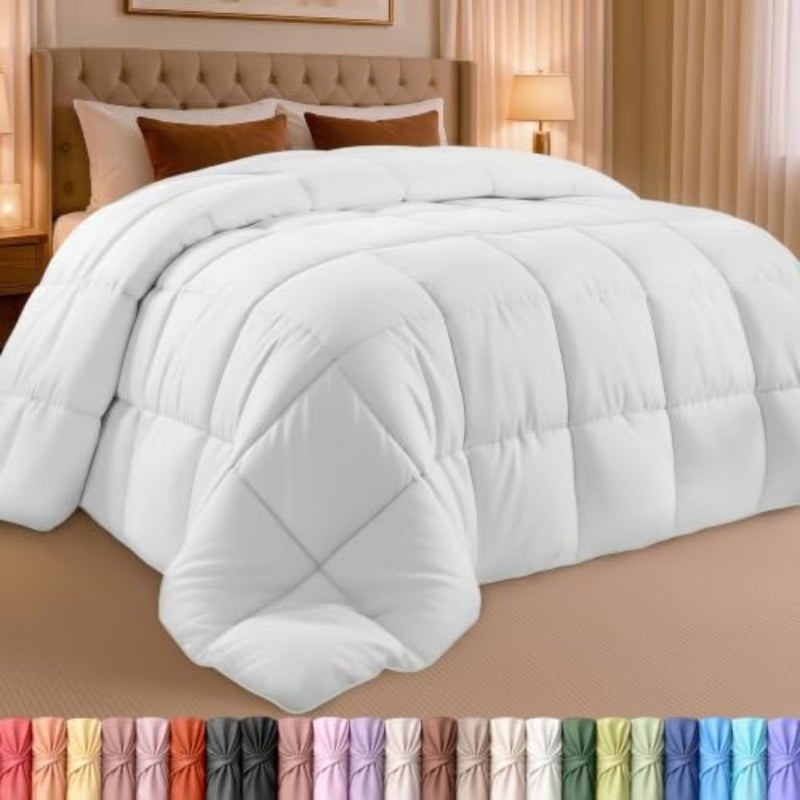 Comforter Duvet Insert - Quilted Comforter with Corner Tabs - Box Stitched Down Alternative Comforter - Image 1