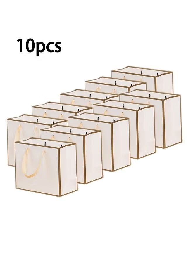 10 Pieces Party Favor Bags,Shopping Bag,Party Bags For Kids, supplies Snack candy Gift Bag Food Bags,Bags For Birthday Wedding Celebrations Party Favors 27*21*8（White） - Image 1