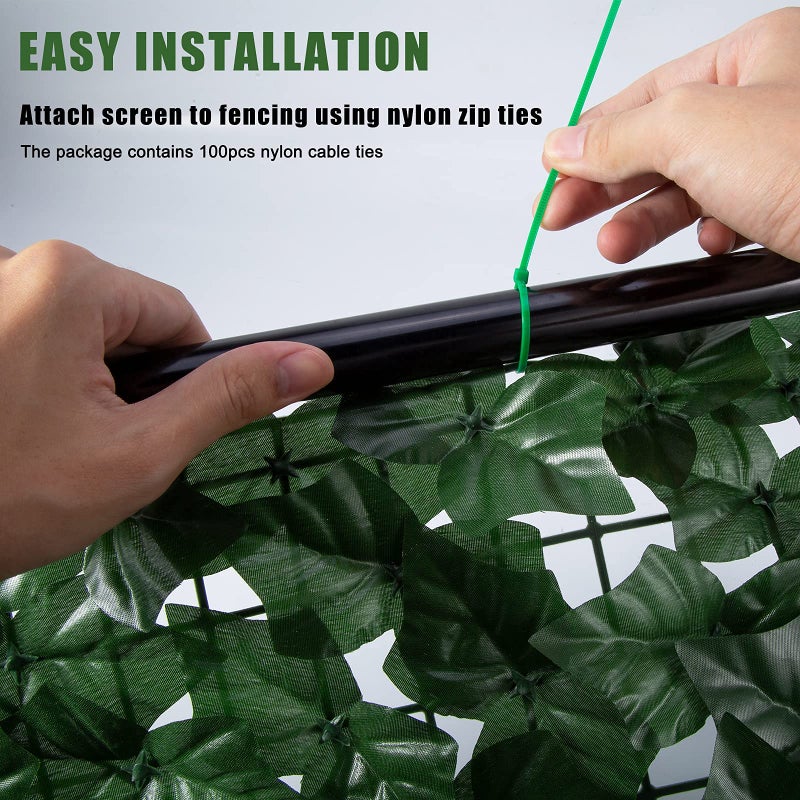 Moeput Faux Ivy Fence Privacy Screen Outdoor Expandable Artificial Greenery Roll Fake Hedge Wall Patio Green Plastic Leaf Plant Vine Grass Panels Gate Covering Garden Yard Balcony (157.5 X 39.4 in) - Image 4