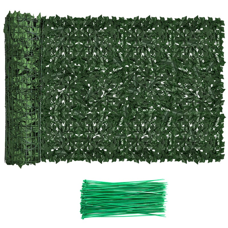 Moeput Faux Ivy Fence Privacy Screen Outdoor Expandable Artificial Greenery Roll Fake Hedge Wall Patio Green Plastic Leaf Plant Vine Grass Panels Gate Covering Garden Yard Balcony (157.5 X 39.4 in) - Image 1