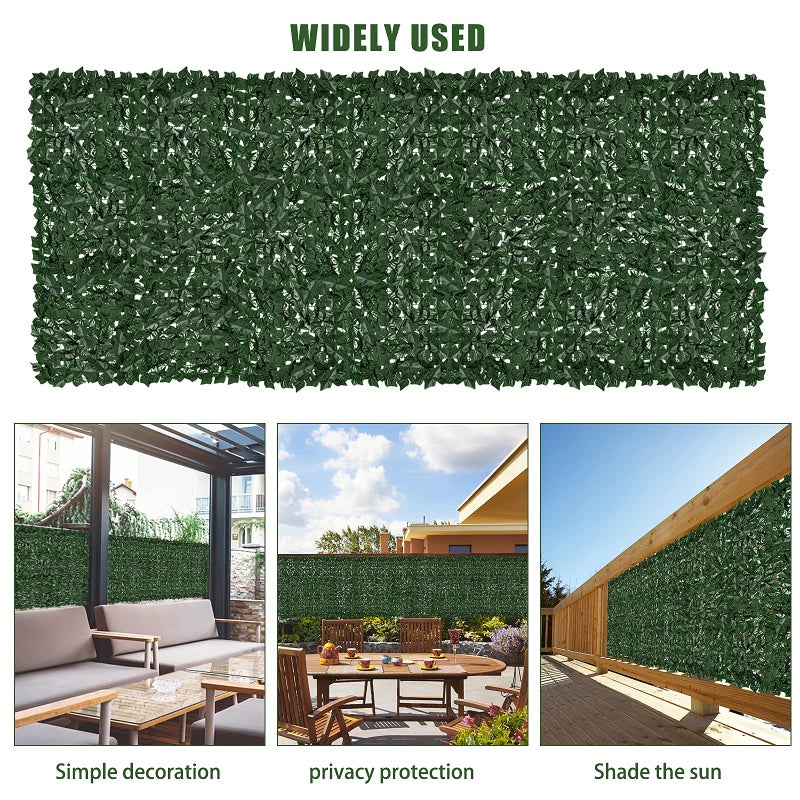 Moeput Faux Ivy Fence Privacy Screen Outdoor Expandable Artificial Greenery Roll Fake Hedge Wall Patio Green Plastic Leaf Plant Vine Grass Panels Gate Covering Garden Yard Balcony (157.5 X 39.4 in) - Image 5