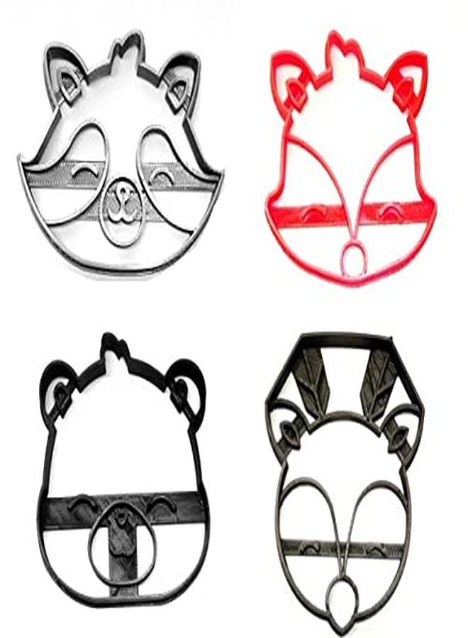 YNGLLC WOODLAND CREATURE FOREST ANIMAL FACES BABY SHOWER SET OF 4 COOKIE CUTTERS MADE IN USA PR1590 - Image 1