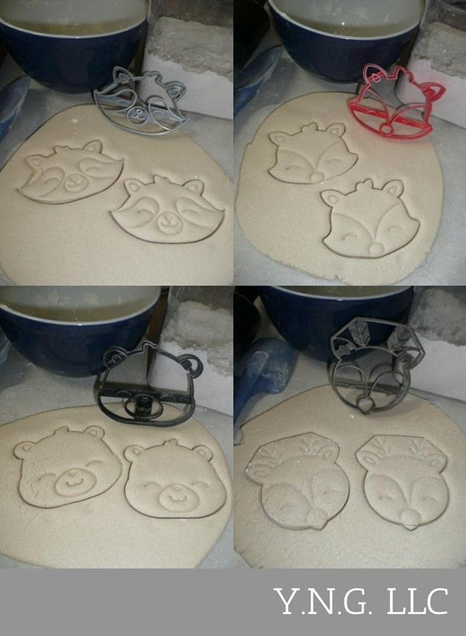 YNGLLC WOODLAND CREATURE FOREST ANIMAL FACES BABY SHOWER SET OF 4 COOKIE CUTTERS MADE IN USA PR1590 - Image 2