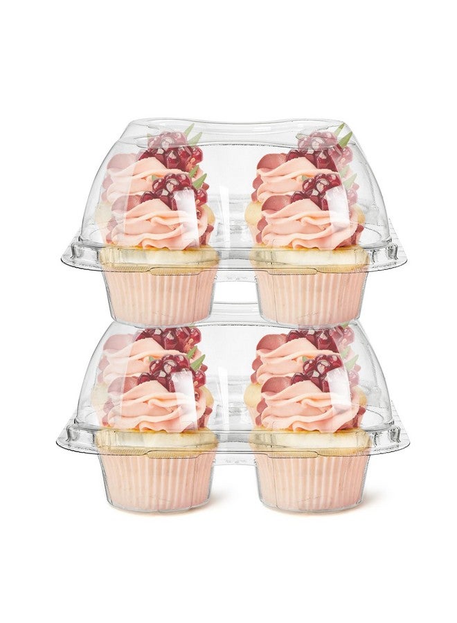 Bekith 60 Count 4-Compartment Plastic Cupcake Containers - Disposable Cupcake Trays Holder Carrier Box with Lids for Cupcakes & Muffins - Hinged Lock Cupcake Clamshell - Deep Cups for Cupcake Storage - Image 3