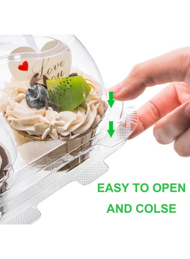 Bekith 60 Count 4-Compartment Plastic Cupcake Containers - Disposable Cupcake Trays Holder Carrier Box with Lids for Cupcakes & Muffins - Hinged Lock Cupcake Clamshell - Deep Cups for Cupcake Storage - Image 4