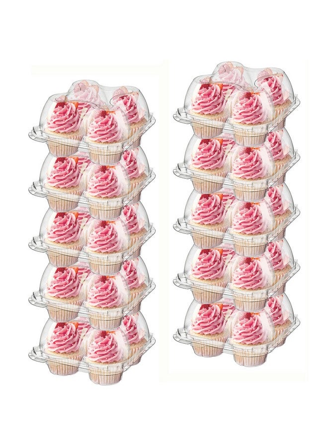 Bekith 60 Count 4-Compartment Plastic Cupcake Containers - Disposable Cupcake Trays Holder Carrier Box with Lids for Cupcakes & Muffins - Hinged Lock Cupcake Clamshell - Deep Cups for Cupcake Storage - Image 5