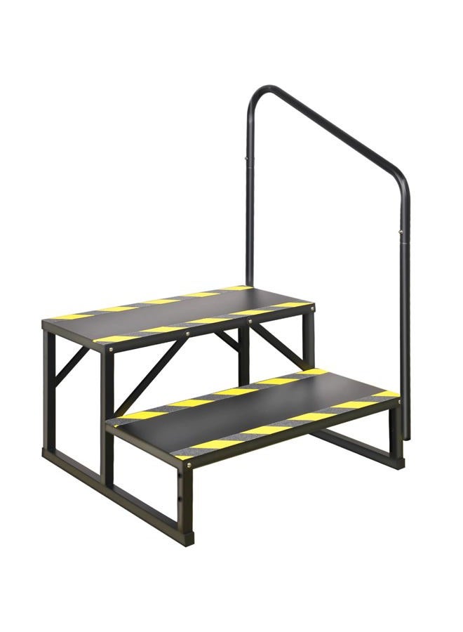 Tocretoare RV Steps with Handrail, Hot Tub 2 Steps with Handrail, Portable Stairs Steps for 5th Wheel RV, Mobile Home Stairs Outdoor RV Step Ladder for Camper and Porch with Non Slip Assist Handrail - Image 1