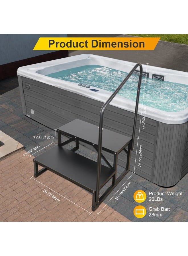 Tocretoare RV Steps with Handrail, Hot Tub 2 Steps with Handrail, Portable Stairs Steps for 5th Wheel RV, Mobile Home Stairs Outdoor RV Step Ladder for Camper and Porch with Non Slip Assist Handrail - Image 4