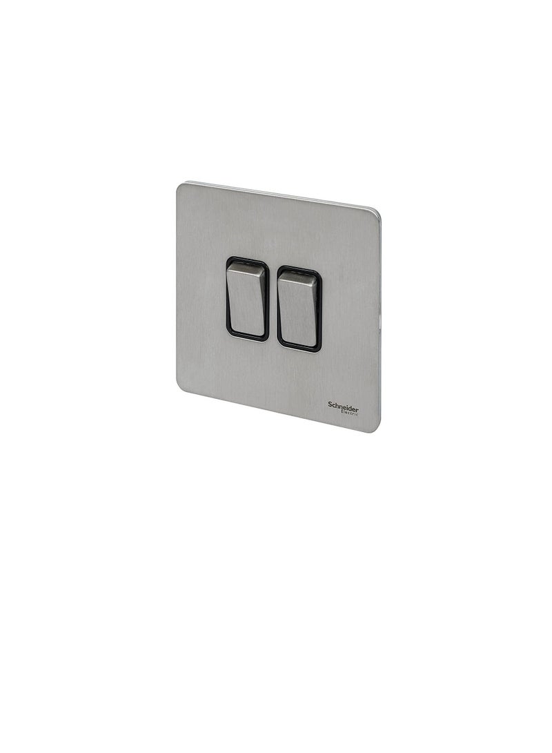 Schneider Electric GU1422BSS 2 Gang Ultimate Screwless Rocker Flat Plate Switch, Stainless Steel with Black Interior - Image 3