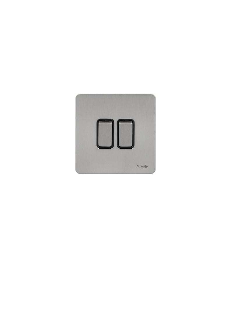 Schneider Electric GU1422BSS 2 Gang Ultimate Screwless Rocker Flat Plate Switch, Stainless Steel with Black Interior - Image 2