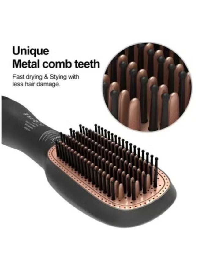 2-in-1 Hair Dryer & Volumizing Styling Brush with Ionic Technology – Hot Air Brush for Straightening, Curling, Smoothing & Fast Drying – Lightweight Anti-Frizz Blow Dryer Brush with Ergonomic Handle – Ideal for All Hair Types, Salon Results at Home - Image 4