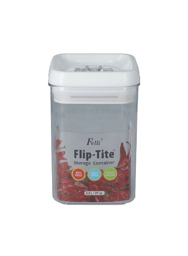 Felli Acrylic Flip-Tite Rectangular Storage Container Clear and White 800 ml NLQ406A-60