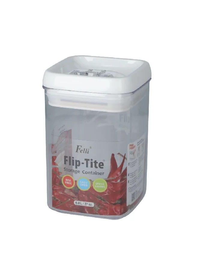 Felli Acrylic Flip-Tite Rectangular Storage Container Clear and White 800 ml NLQ406A-60
