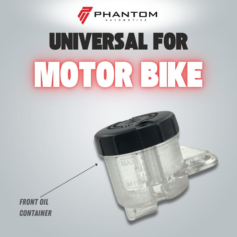 PHANTOM Premium Universal Motorcycle Brake Fluid Reservoir & Clutch Master Cylinder Cover | ABS PC Brake Oil Tank Replacement | Compatible with All Bikes (White) - Image 3