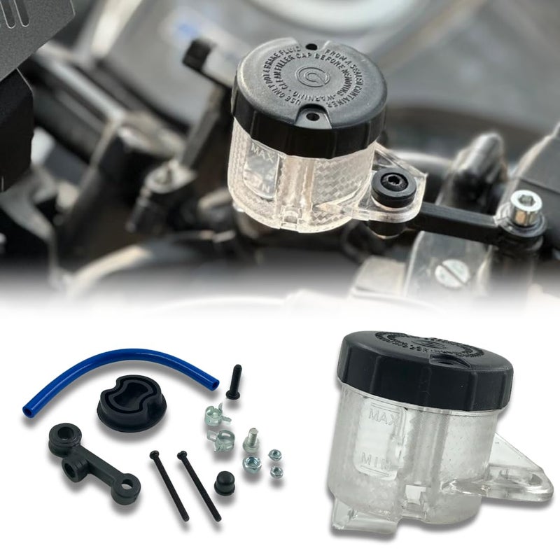 PHANTOM Premium Universal Motorcycle Brake Fluid Reservoir & Clutch Master Cylinder Cover | ABS PC Brake Oil Tank Replacement | Compatible with All Bikes (White) - Image 1