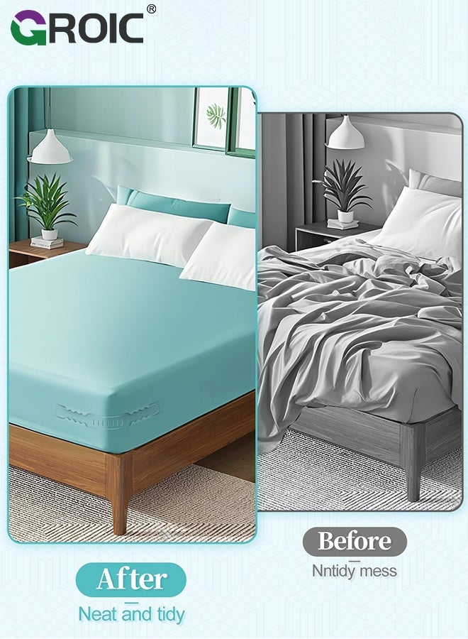 GROIC 4Pcs Lock Sheet Holders Set, Bed Sheet Holder, Fitted Sheet Straps Keep Sheets Firm & Tight, Bed Sheet Holders for Corners Fit All Mattress Size (White) - Image 3