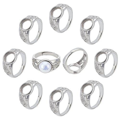 CHGCRAFT 10pcs Platinum Pad Ring Settings Adjustable Brass Ring Shanks Metal Eauropean Ring Settings for Rings Jewelry Making DIY Crafts,Tray: 10mm, 18mm Inner Diameter - Image 1