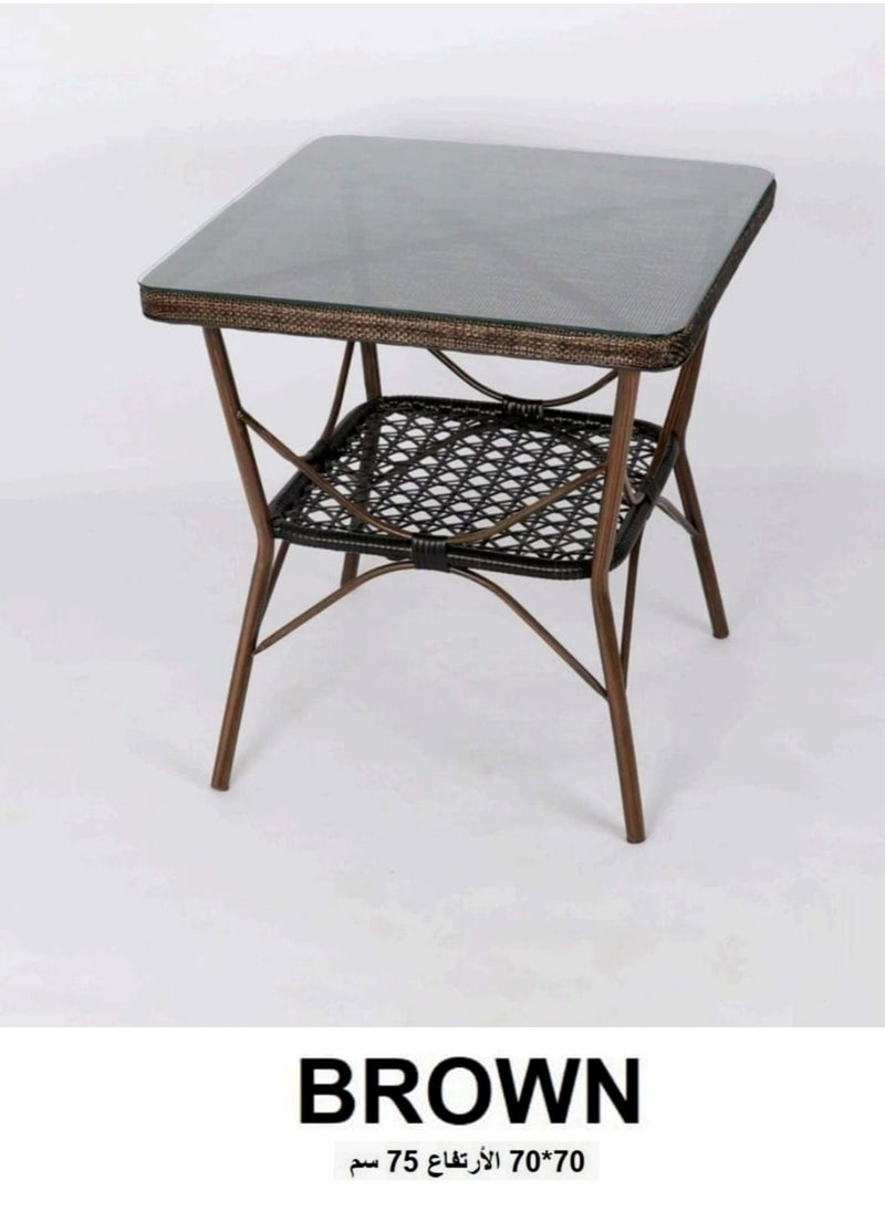 Living - garden table outdoor glass rattan garden furniture 70*70*75cm - Image 1